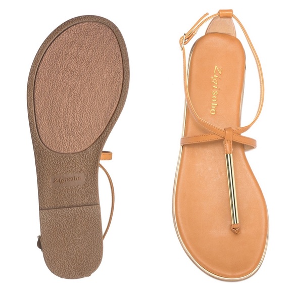 NEW Zigi SoHo Janette Tan Vegan Leather Flats Sandals Women’s Shoes Size 9 - Picture 2 of 4